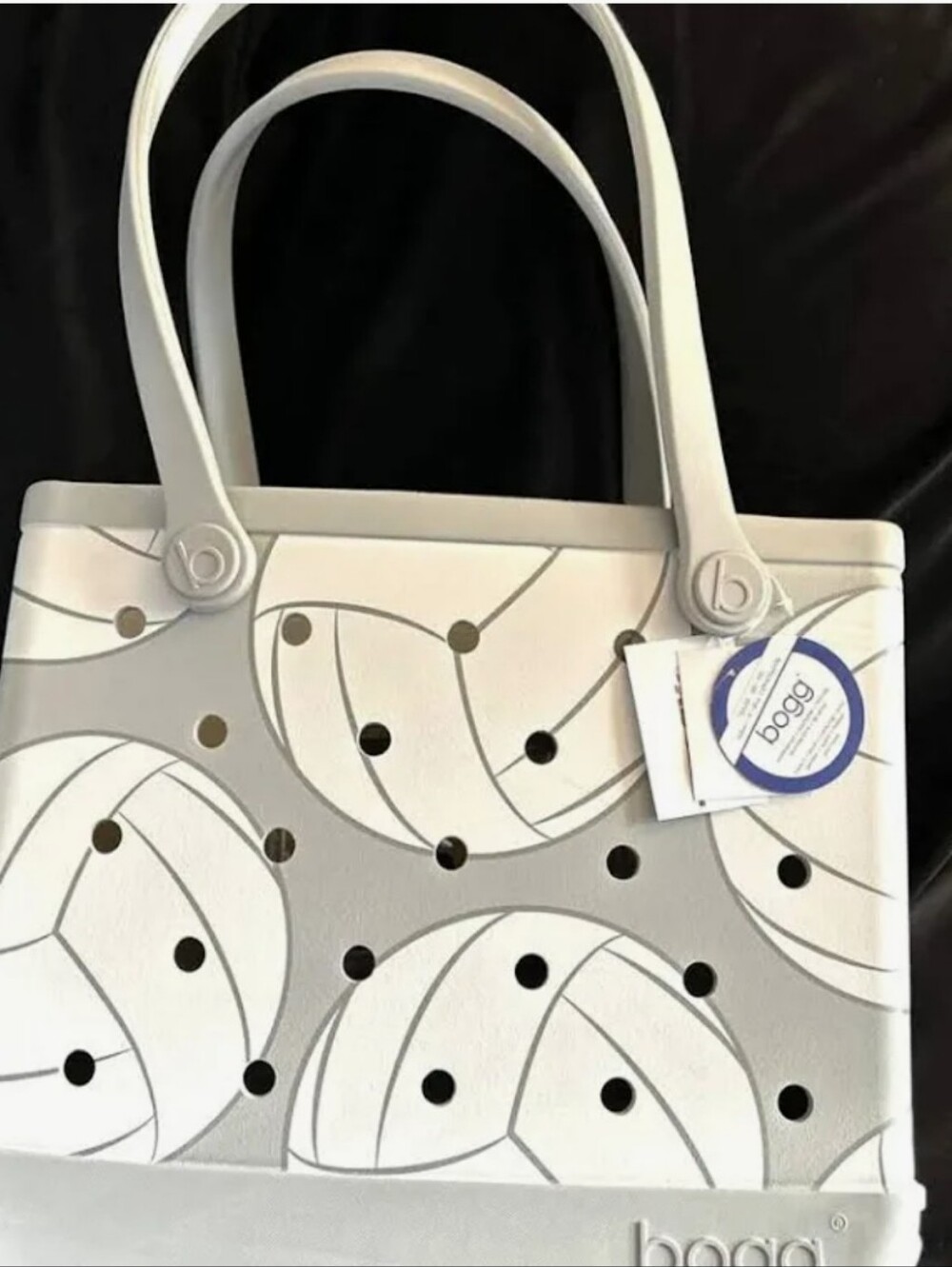 BOGG BAG Volleyball Med White & Light Gray Perforated Tote 14 X 12 X 5